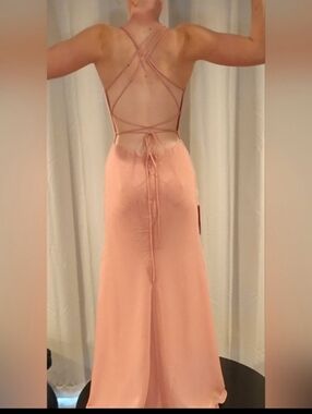 Prom or Second Prom Ship Fast NWT JJs House Pink Slit Formal Gown